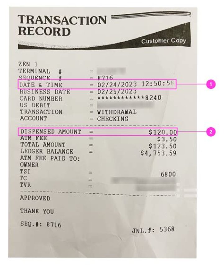 Can anything be done with an ATM receipt?