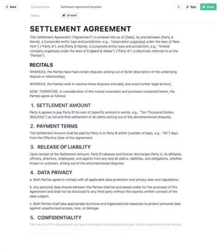 What is an executed settlement agreement?