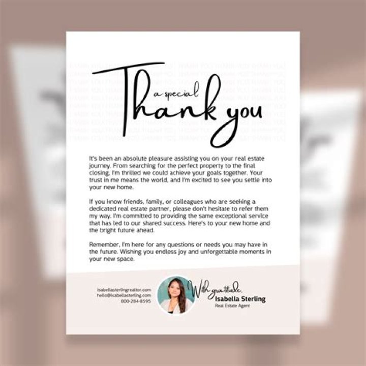 What to write in an estate agent thank you note?